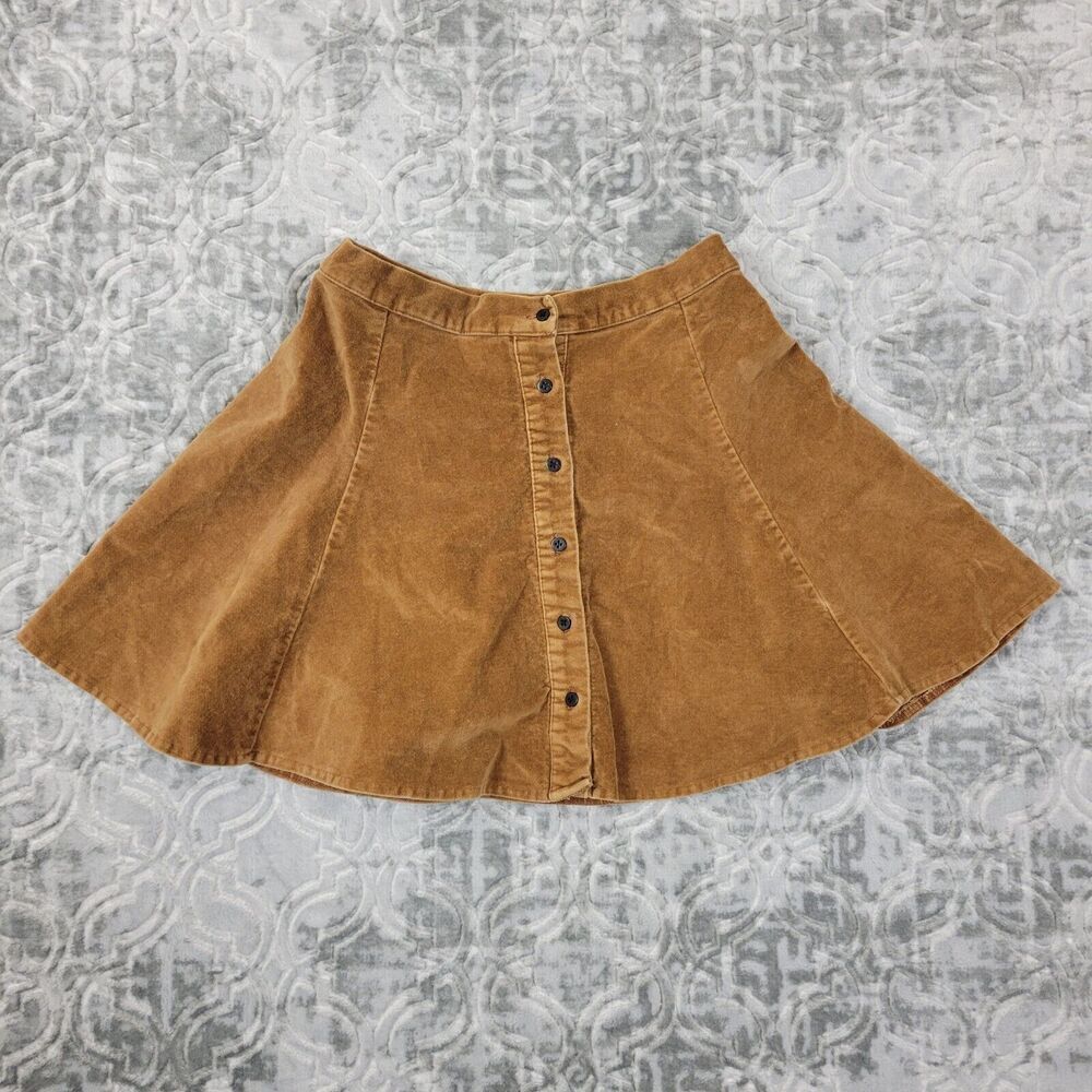 Brandy Melville Skirt Women's One Size (S/XS) Brown Tan Button Front Skater